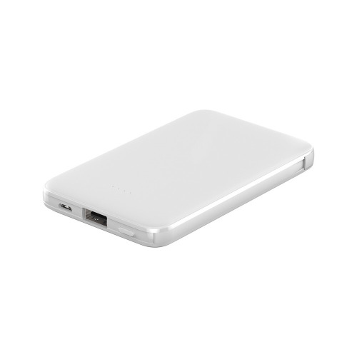 Power bank 5000 mAh ze zintegrowanymi kablami, adapter w komplecie | Presley Biały V0905-02 (5)