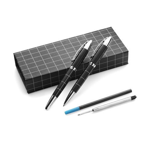 Zestaw piśmienniczy, długopis i pióro kulkowe czarny V1420-03 (5)