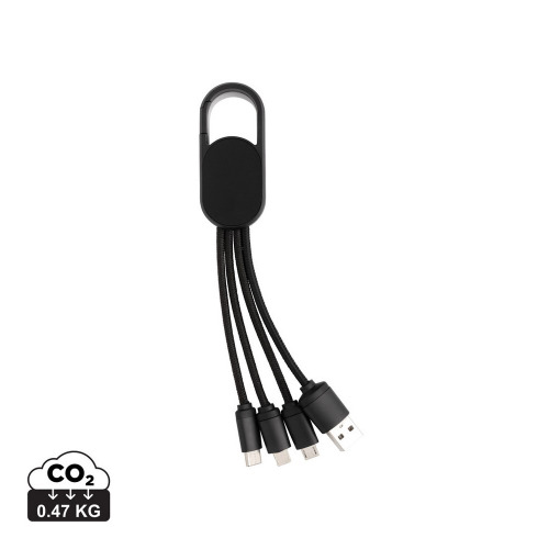 Kabel do ładowania 4 w 1 z karabińczykiem Czarny P302.071 (8)