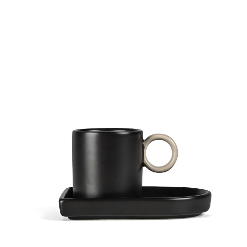 FILIŻANKA DO ESPRESSO Z PODSTAWKIEM NIKI, BLACK/GREY BYON 5275001301-00--00 (1)