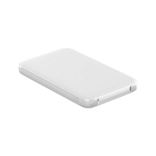 Power bank 5000 mAh ze zintegrowanymi kablami, adapter w komplecie | Presley Biały V0905-02 (4)