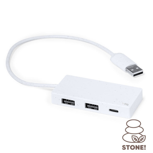 Hub USB i USB-C z ekstraktu z kamienia Biały V2004-02 