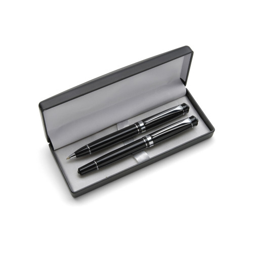 Zestaw piśmienniczy, długopis i pióro kulkowe czarny V1426-03 (16)