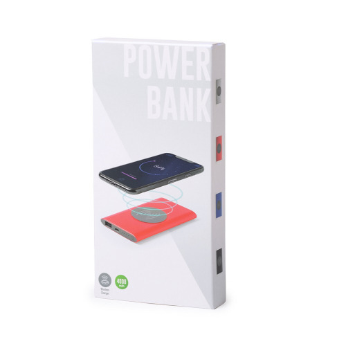 Bezprzewodowy power bank 4000 mAh, ładowarka bezprzewodowa 5W Czerwony V0308-05 (4)