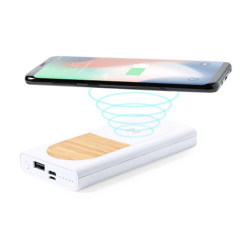 Bezprzewodowy power bank 8000 mAh, ładowarka bezprzewodowa 15W Biały V8324-02 