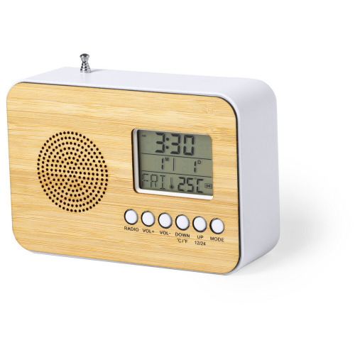 Zegar na biurko z alarmem, radio brązowy V0367-16 (4)