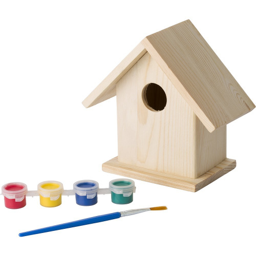 Domek dla ptaków do malowania, farbki i pędzelek drewno V7347-17 (7)