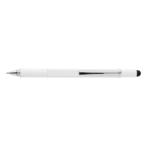 Długopis wielofunkcyjny, linijka, poziomica, śrubokręt, touch pen biały V1996-02 (6)