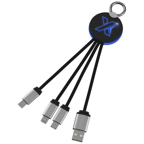 Kabel z podświetlonym logo 3w1 z brelokiem - SCX.design C16 Niebieski 2PX00252 