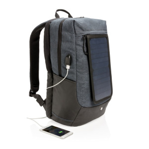 Plecak na laptopa 15,6", ładowarka słoneczna 7W Swiss Peak Eclipse czarny