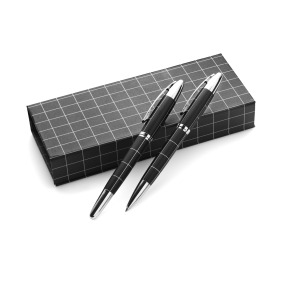 Zestaw piśmienniczy, długopis i pióro kulkowe czarny