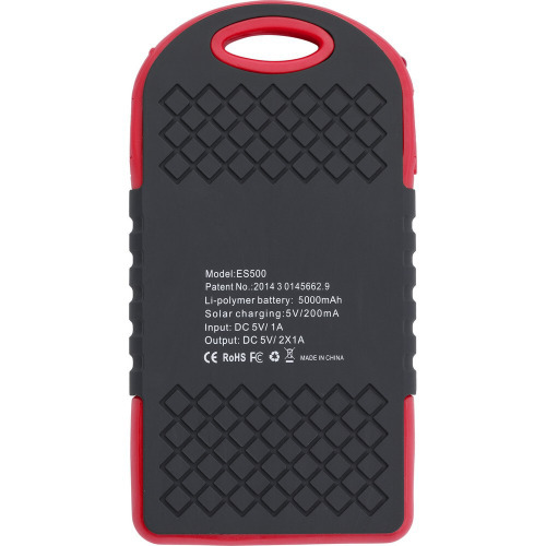 Power bank 4000 mAh, ładowarka słoneczna Czerwony V0126-05 (3)