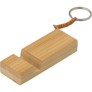 Bambusowy brelok do kluczy, stojak na telefon brązowy