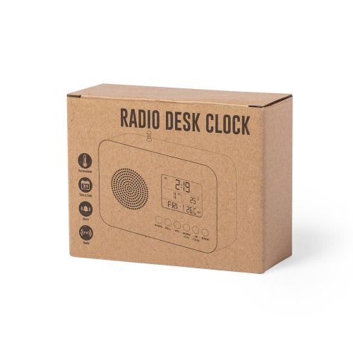 Zegar na biurko z alarmem, radio brązowy V0367-16 (6)