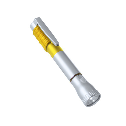 Długopis, latarka 2 LED żółty V1654-08 (3)