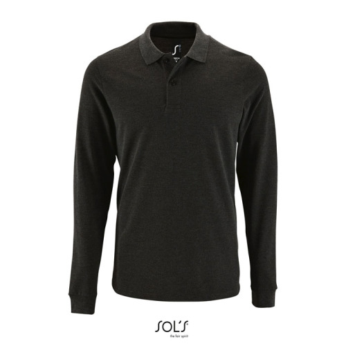 PERFECT MEN LSL POLO 180g Charcoal melange S02087-CE-3XL 