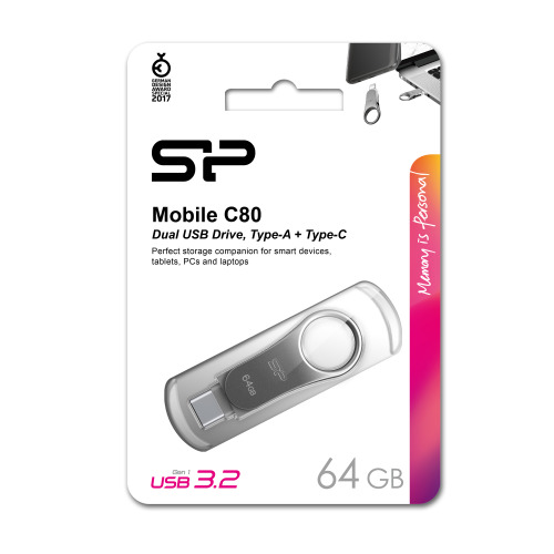 Pendrive z wejściem USB typu C Silicon Power Mobile C80 3,2 Szary EG 815007 64GB (3)