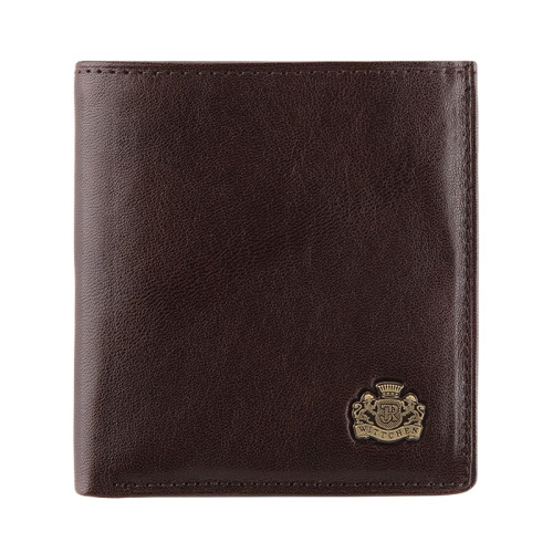 Damski portfel WITTCHEN skórzany z herbem na zatrzask Brązowy WITT10-1-065 