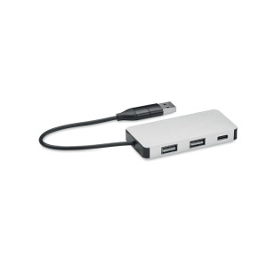 3-portowy hub USB kabel 20cm Srebrny