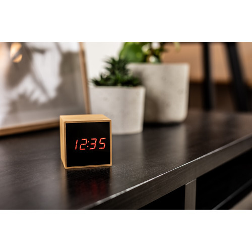 Bambusowy zegar na biurko z alarmem | Katherine drewno V0193-17 (8)