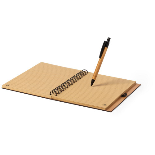 Bambusowy notatnik ok. A5 z długopisem brązowy V0206-16 (6)
