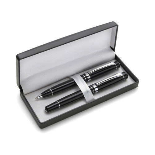 Zestaw piśmienniczy, długopis i pióro kulkowe czarny V1426-03 (3)