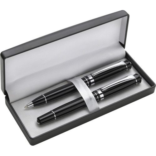 Zestaw piśmienniczy, długopis i pióro kulkowe czarny V1426-03 (11)