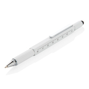 Długopis wielofunkcyjny, linijka, poziomica, śrubokręt, touch pen biały