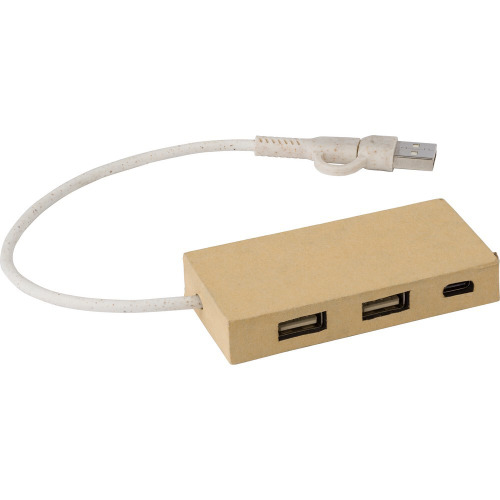 Hub USB 2.0 z papieru z recyklingu brązowy V1227-16 