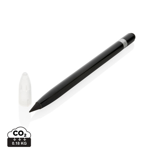 Aluminiowy "wieczny" ołówek z gumką czarny P611.121 (6)