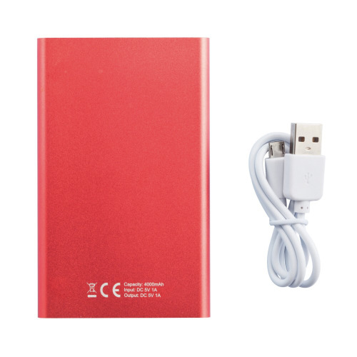 Power bank 4000 mAh Czerwony, biały P324.954 (1)