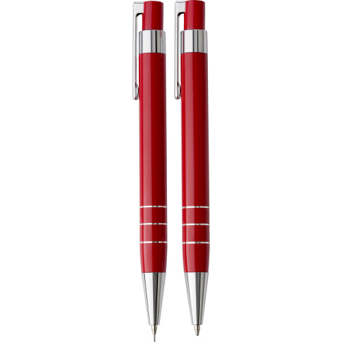 Zestaw piśmienny, długopis i ołówek mechaniczny czerwony V1559-05 