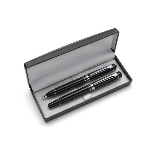 Zestaw piśmienniczy, długopis i pióro kulkowe czarny V1426-03 (5)