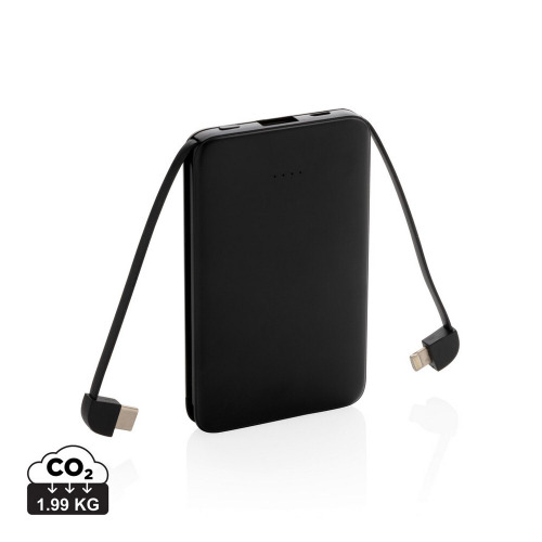 Power bank 5000 mAh, zintegrowany kabel 3 w 1 Czarny P322.081 (9)