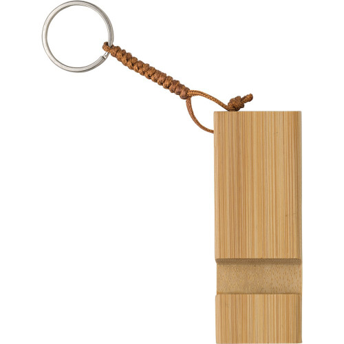 Bambusowy brelok do kluczy, stojak na telefon brązowy V0282-16 (2)