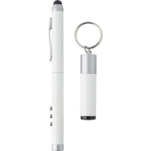 Wskaźnik laserowy, długopis, touch pen, odbiornik biały