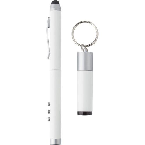 Wskaźnik laserowy, długopis, touch pen, odbiornik biały V3582-02 