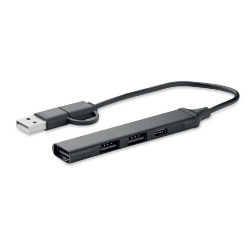 Hub USB z 4 portami 19 cm Czarny MO2294-03 