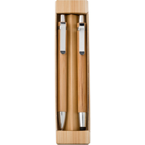 Bambusowy zestaw piśmienniczy, długopis touch pen i ołówek mechaniczny brązowy V1803-16 (8)