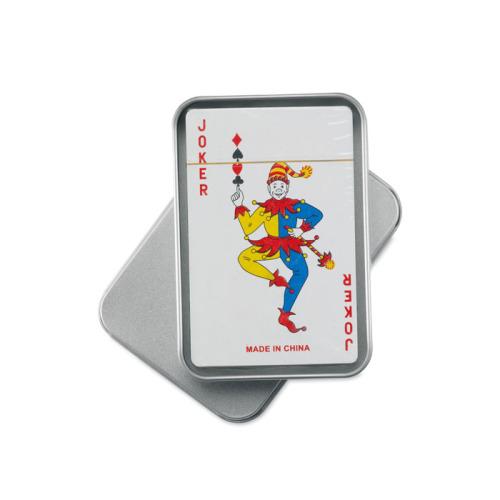 Karty do gry, metalowe pudełko srebrny mat MO7529-16 (5)