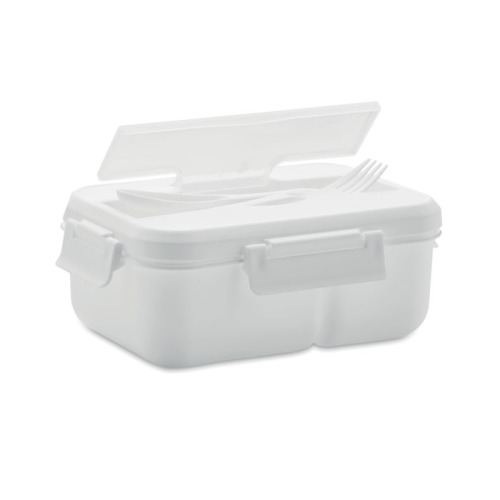 Lunch box ze sztućcami z PP Biały MO6646-06 (1)