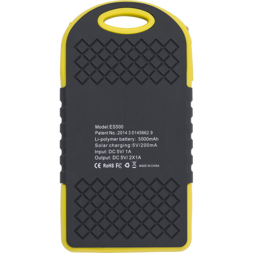 Power bank 4000 mAh, ładowarka słoneczna żółty V0126-08 (9)