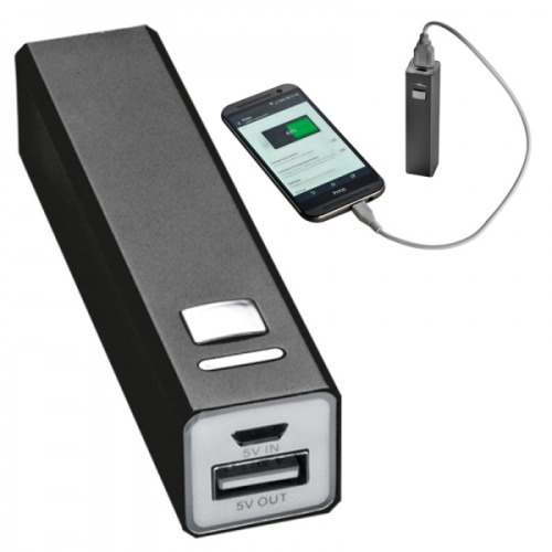 Power bank metalowy 2200 mAh PORT HOPE Czarny 302903 (1)