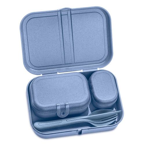 Zestaw 3 lunchboxów ze sztućcami Pascal ready organic blue 3168671 Niebieski KZL3168671 (1)