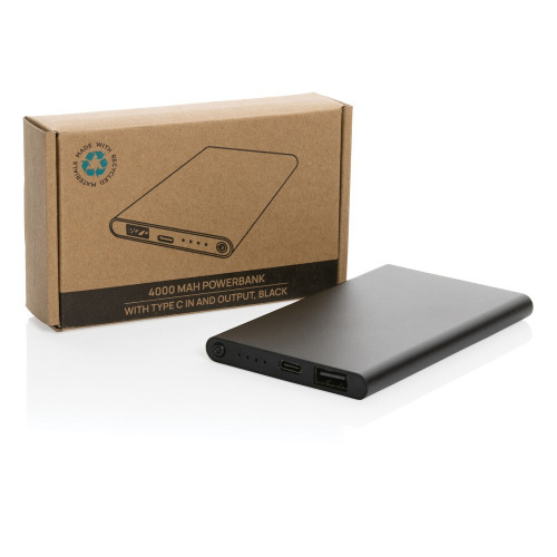 Power bank 4000 mAh z aluminium z recyklingu Czarny P322.421 (9)