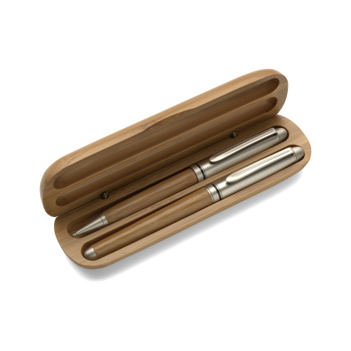 Zestaw piśmienniczy, długopis i pióro kulkowe drewno V1300-17 
