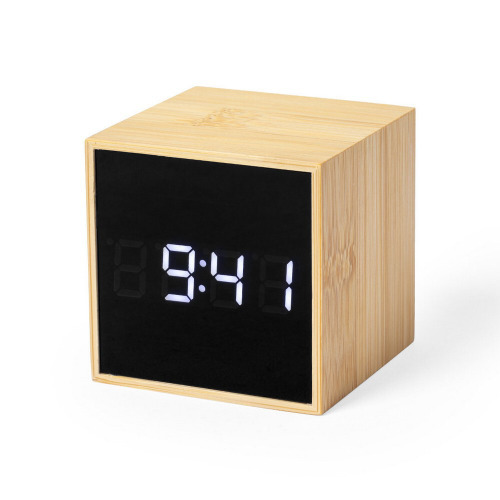 Bambusowy zegar na biurko, budzik jasnobrązowy V8310-18 (2)