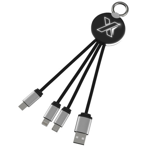 Kabel z podświetlonym logo 3w1 z brelokiem - SCX.design C16 Czarny 2PX00290 