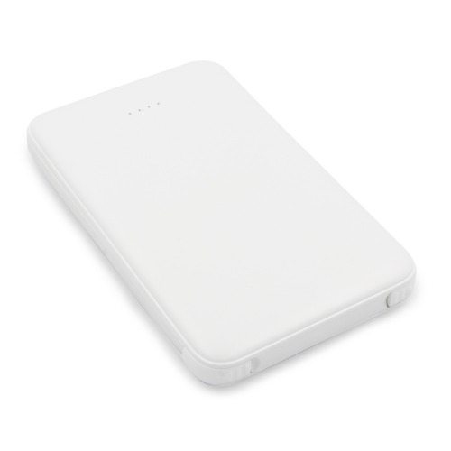 Power bank 5000 mAh ze zintegrowanymi kablami, adapter w komplecie | Presley Biały V0905-02 (18)