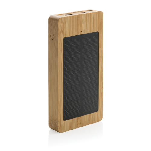 Bambusowy power bank 10000 mAh, ładowarka słoneczna Brązowy P322.399 (2)